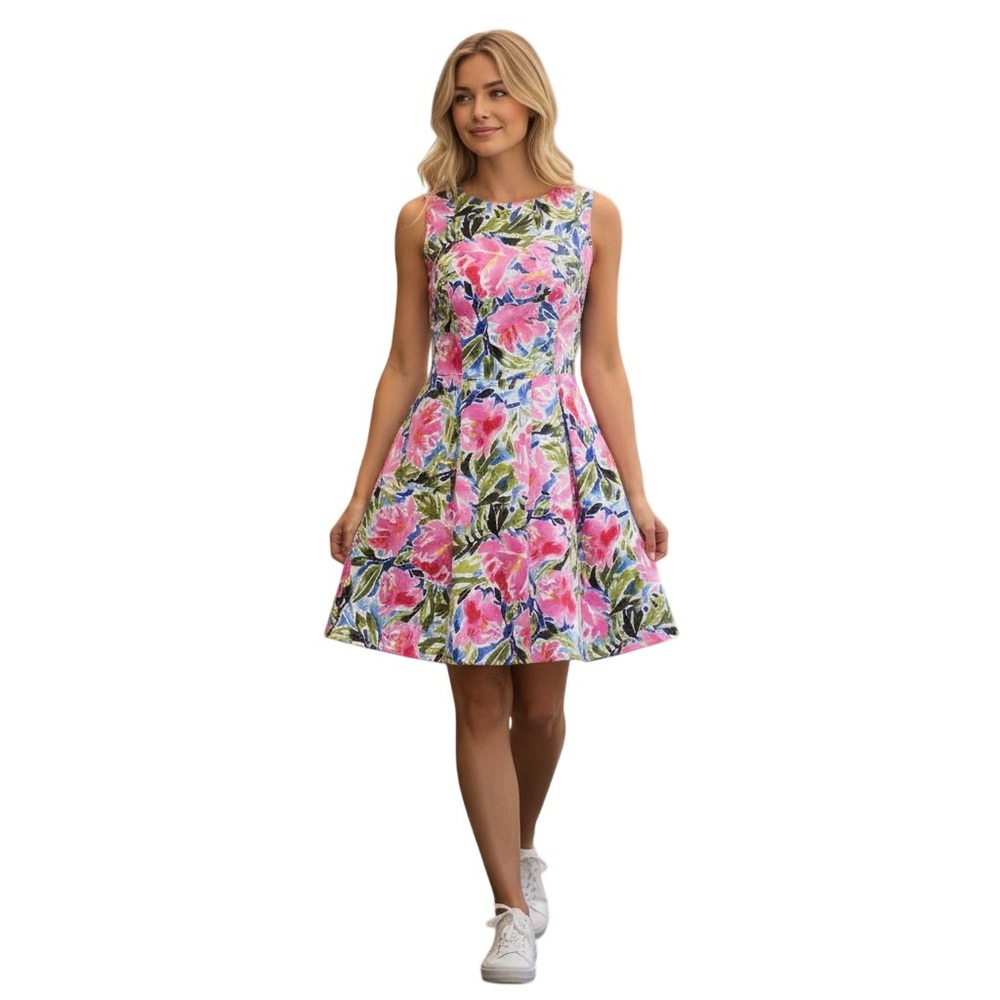 AGB Womens Floral Sleeveless Shift Dress Pink Blue Green Size 16 NWT 0344V86
